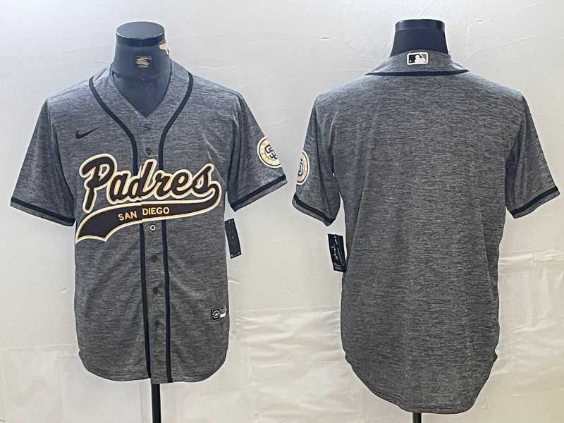 Men%27s San Diego Padres Blank Grey Gridiron Cool Base Stitched Baseball Jersey->san diego padres->MLB Jersey